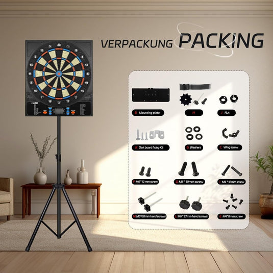 Vrijstaande dartbord standaard van staal voor klassieke en elektronische dartborden – dartstatief – dartbordhouder - happygetfit.com