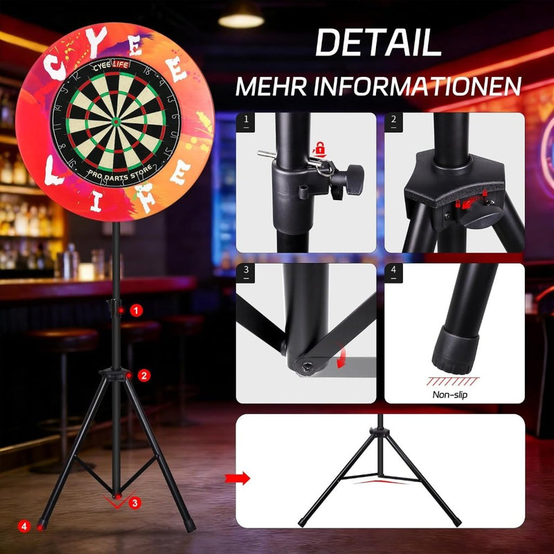 Charger l’image dans la visionneuse de galerie, Vrijstaande dartbord standaard van staal voor klassieke en elektronische dartborden – dartstatief – dartbordhouder - happygetfit.com
