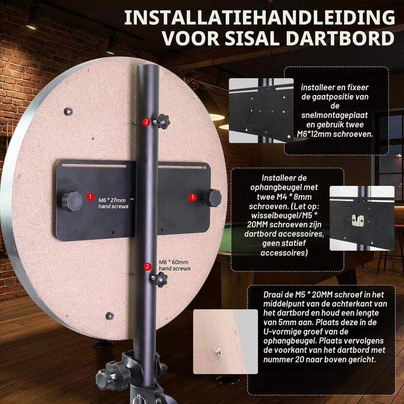 Charger l’image dans la visionneuse de galerie, Vrijstaande dartbord standaard van staal voor klassieke en elektronische dartborden – dartstatief – dartbordhouder - happygetfit.com
