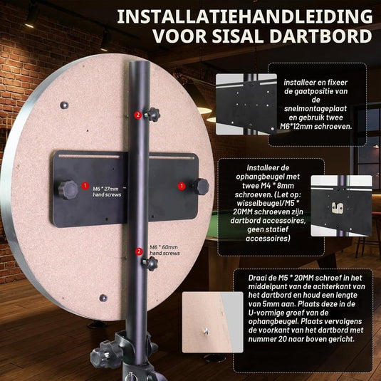 Vrijstaande dartbord standaard van staal voor klassieke en elektronische dartborden – dartstatief – dartbordhouder - happygetfit.com