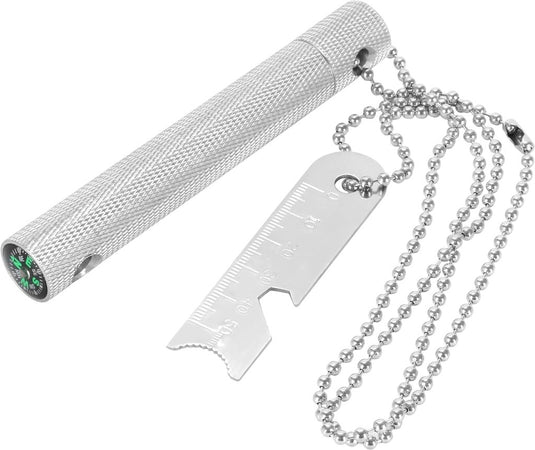 Vuursteen, vuurstaal, in robuuste aluminium behuizing, vuurstarter, voor outdoor, survival, camping, jacht, lengte van de stift 6 cm, 9.000 ontstekingen, met flessenopener, zilver of zwart - happygetfit.com