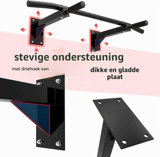 Wandgemonteerde optrekstang met 3 gripposities tot 150 kg – pull-up bar – krachttraining - happygetfit.com