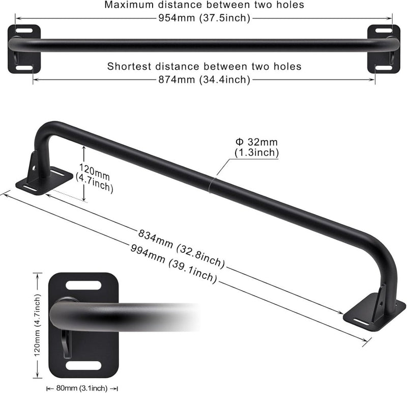 Załaduj obraz do przeglądarki galerii, Wandgemonteerde optrekstang met 4 gripposities en accessoireringen tot 227 kg – pull-up bar – krachttraining - happygetfit.com
