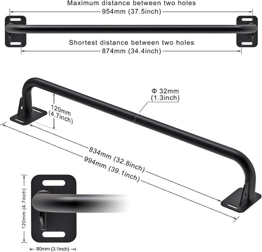 Wandgemonteerde optrekstang met 4 gripposities en accessoireringen tot 227 kg – pull-up bar – krachttraining - happygetfit.com