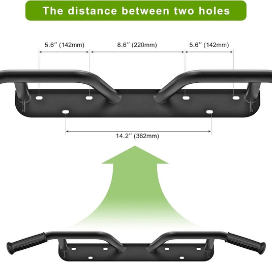 Wandgemonteerde optrekstang met 4 gripposities en accessoireringen tot 227 kg – pull-up bar – krachttraining - happygetfit.com