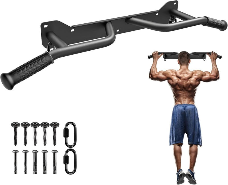 Załaduj obraz do przeglądarki galerii, Wandgemonteerde optrekstang met meerdere gripposities tot 272 kg – pull-up bar – krachttraining - happygetfit.com
