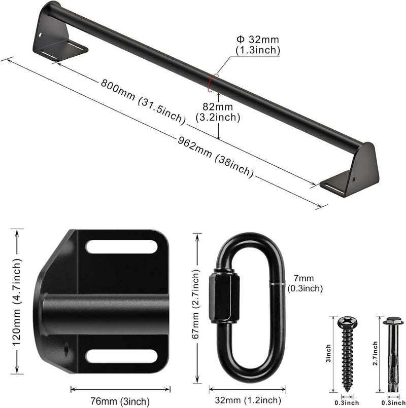Chargez l'image dans la visionneuse de la galerie, Wandgemonteerde optrekstang met weerstandsbandhaken tot 200 kg – pull-up bar – fitness stang - happygetfit.com
