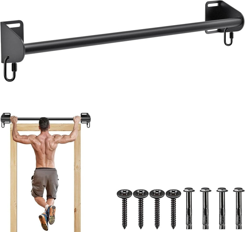 Chargez l'image dans la visionneuse de la galerie, Wandgemonteerde optrekstang met weerstandsbandhaken tot 200 kg – pull-up bar – fitness stang - happygetfit.com
