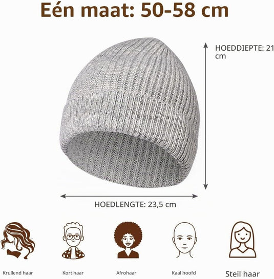 Warme wintermuts van 100% merinowol voor dames en heren met hoofdomtrek 50-58 cm – thermomuts – skikleding - happygetfit.com