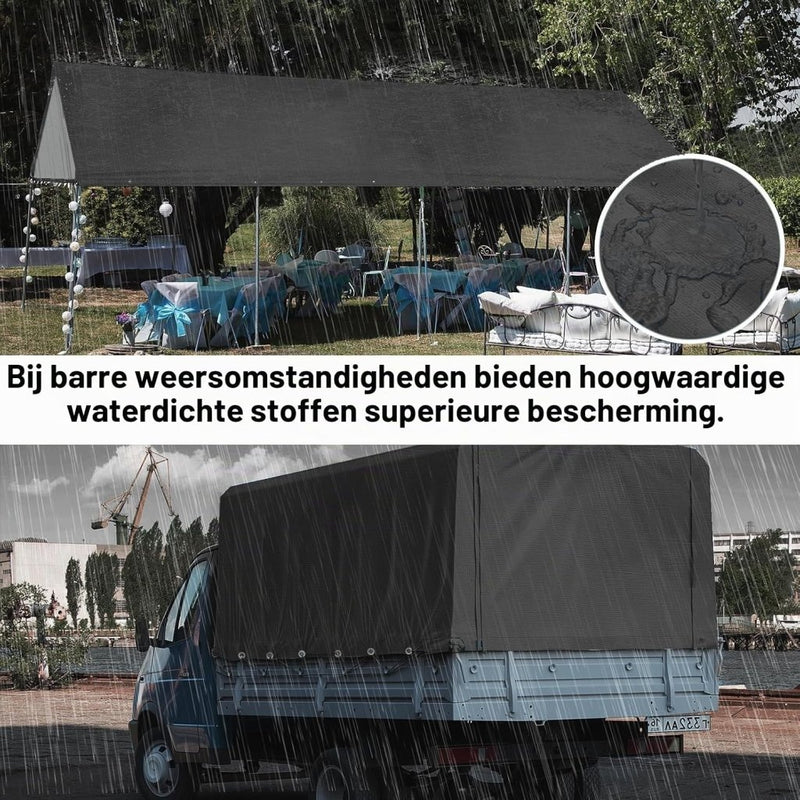 Carica immagine in Galleria Viewer, Waterdicht afdekzeil 2 x 4 meter 260 g/m² met ogen zwart – PE dekzeil – beschermzeil - happygetfit.com
