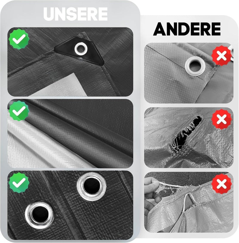 Carica immagine in Galleria Viewer, Waterdicht afdekzeil 2 x 4 meter 260 g/m² met ogen zwart – PE dekzeil – beschermzeil - happygetfit.com
