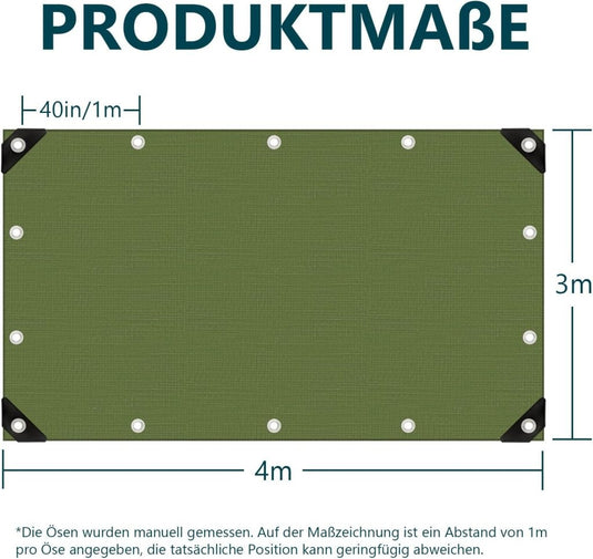 Waterdicht afdekzeil 2 x 5 meter 180 g/m² met versterkte randen – dekzeil – beschermzeil - happygetfit.com