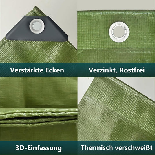 Waterdicht afdekzeil 2 x 5 meter 180 g/m² met versterkte randen – dekzeil – beschermzeil - happygetfit.com