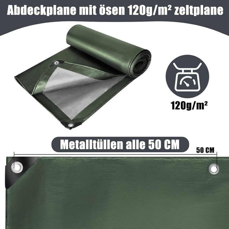 Carica immagine in Galleria Viewer, Waterdicht afdekzeil 2 x 6 meter 120 g/m² met ogen – PE dekzeil – beschermzeil - happygetfit.com
