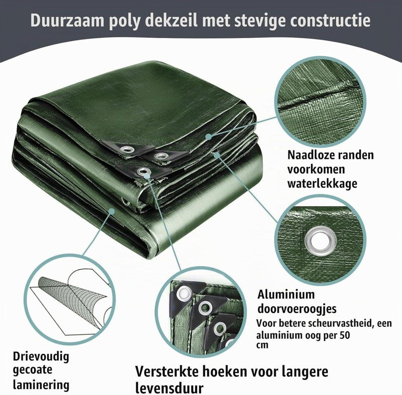Carica immagine in Galleria Viewer, Waterdicht afdekzeil 2 x 6 meter 120 g/m² met ogen – PE dekzeil – beschermzeil - happygetfit.com
