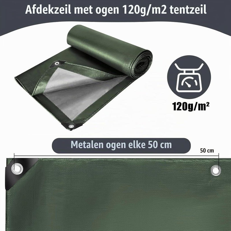 Carica immagine in Galleria Viewer, Waterdicht afdekzeil 2 x 6 meter 120 g/m² met ogen – PE dekzeil – beschermzeil - happygetfit.com
