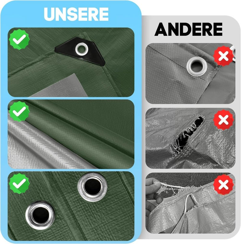 Carica immagine in Galleria Viewer, Waterdicht afdekzeil 2 x 6 meter 120 g/m² met ogen – PE dekzeil – beschermzeil - happygetfit.com
