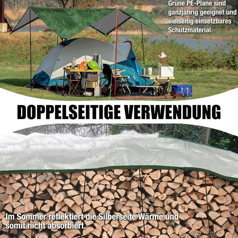 Carica immagine in Galleria Viewer, Waterdicht afdekzeil 2 x 6 meter 120 g/m² met ogen – PE dekzeil – beschermzeil - happygetfit.com
