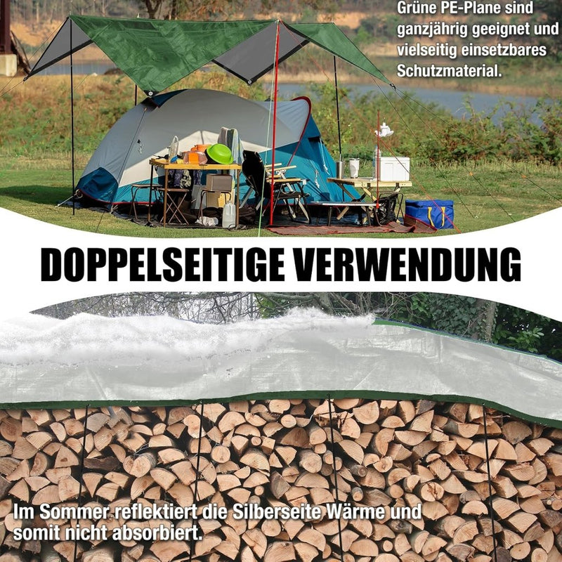 Carica immagine in Galleria Viewer, Waterdicht afdekzeil 2 x 6 meter 120 g/m² met ogen – PE dekzeil – beschermzeil - happygetfit.com
