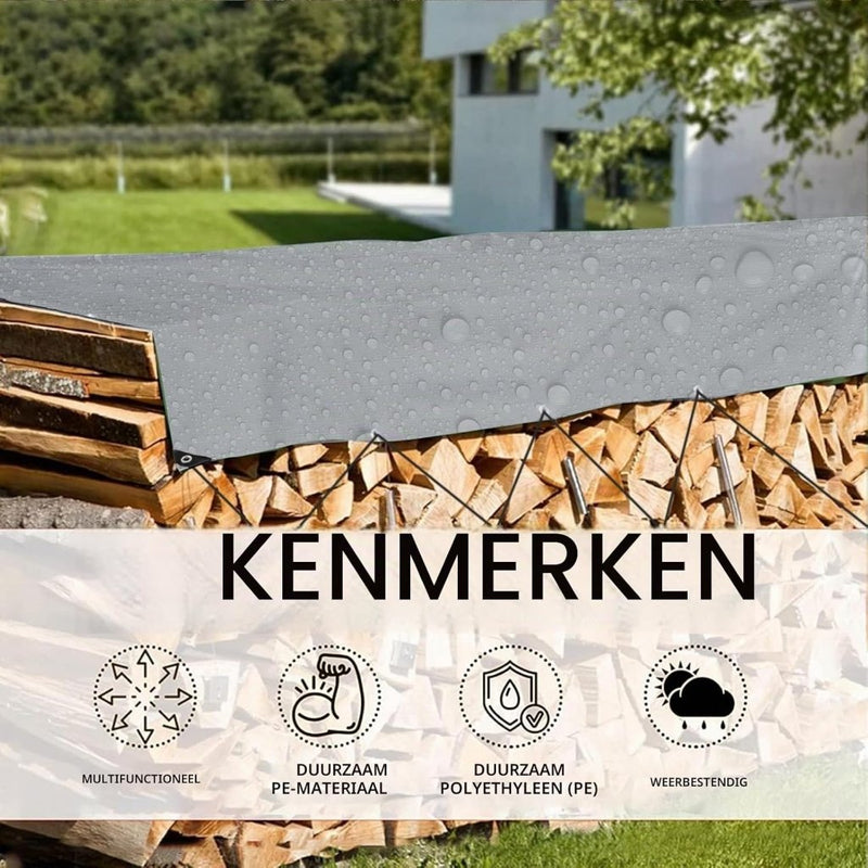 Carica immagine in Galleria Viewer, Waterdicht afdekzeil 4 x 5 meter 180 g/m² met ogen groen-zilver – PE dekzeil – beschermzeil - happygetfit.com
