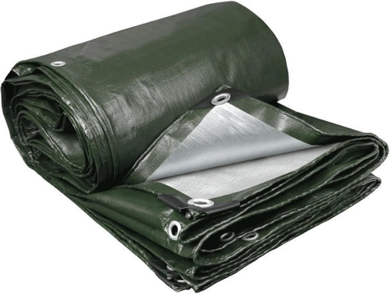 Carica immagine in Galleria Viewer, Waterdicht afdekzeil 4 x 5 meter 180 g/m² met ogen groen-zilver – PE dekzeil – beschermzeil - happygetfit.com

