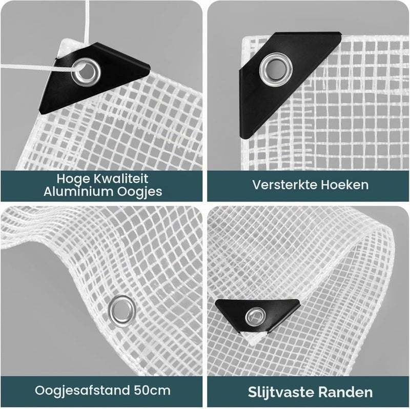 Carica immagine in Galleria Viewer, Waterdicht afdekzeil 4 x 6 meter 140 g/m² transparant met ogen – PE dekzeil – beschermzeil - happygetfit.com
