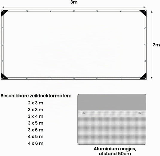 Waterdicht afdekzeil 4 x 6 meter 140 g/m² transparant met ogen – PE dekzeil – beschermzeil - happygetfit.com