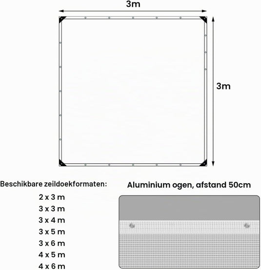 Waterdicht afdekzeil 4 x 6 meter 140 g/m² transparant met ogen – PE dekzeil – beschermzeil - happygetfit.com