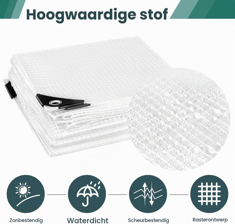 Carica immagine in Galleria Viewer, Waterdicht afdekzeil 4 x 6 meter 140 g/m² transparant met ogen – PE dekzeil – beschermzeil - happygetfit.com
