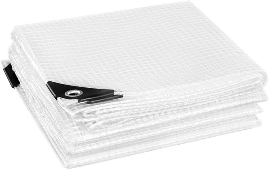 Waterdicht afdekzeil 4 x 6 meter 140 g/m² transparant met ogen – PE dekzeil – beschermzeil - happygetfit.com