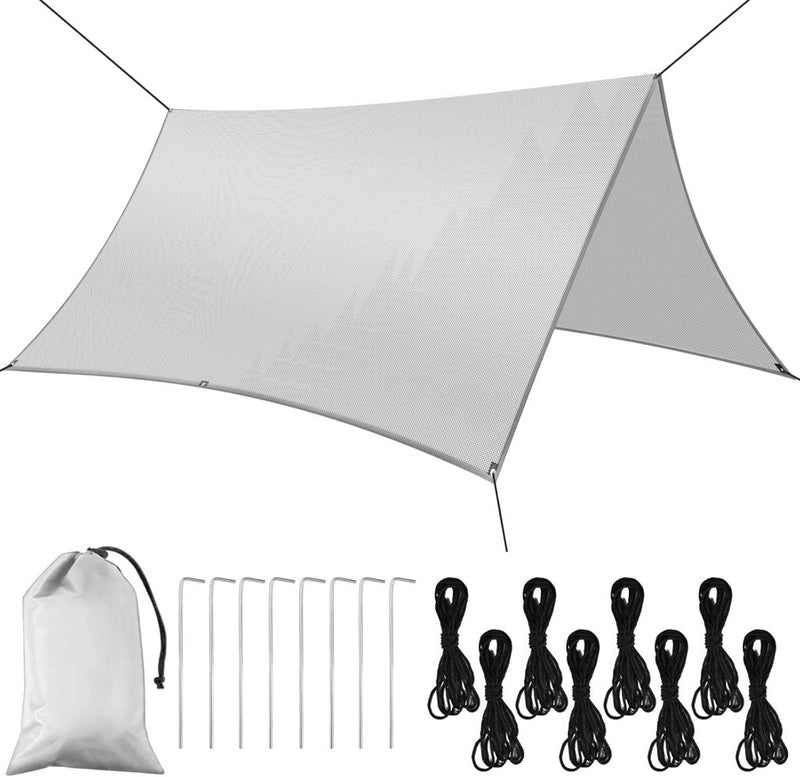 Carica l’immagine nel visualizzatore della galleria, Waterdicht tentzeil 3 x 3 meter van 210D polyester met 8 haringen en scheerlijnen – kampeertarp – hangmatbescherming - happygetfit.com
