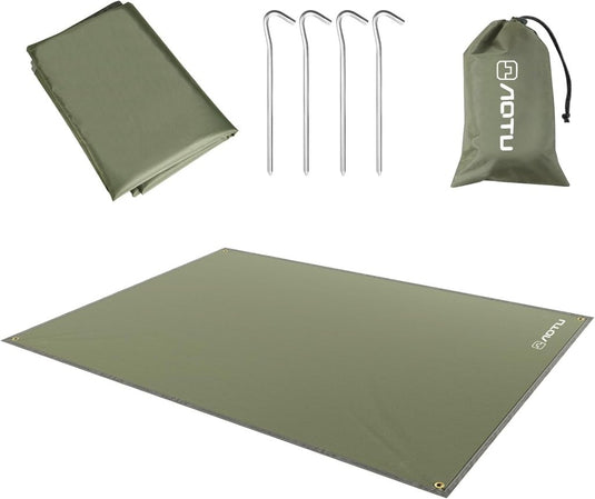 Waterdicht tentzeil 3 x 3 meter van 210D polyester met 8 haringen en scheerlijnen – kampeertarp – hangmatbescherming - happygetfit.com