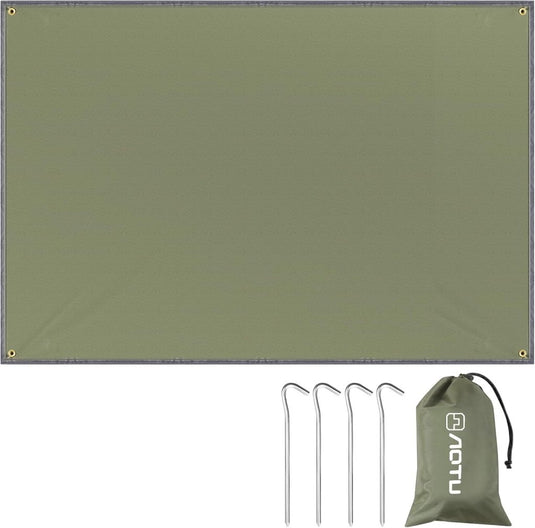 Waterdicht tentzeil 3 x 3 meter van 210D polyester met 8 haringen en scheerlijnen – kampeertarp – hangmatbescherming - happygetfit.com