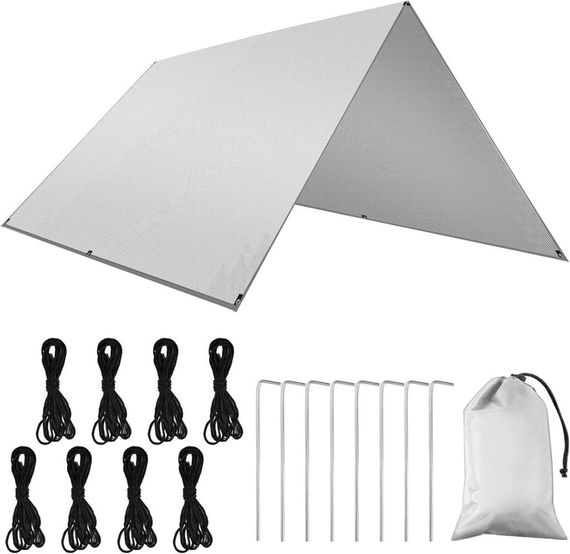 Carica l’immagine nel visualizzatore della galleria, Waterdicht tentzeil 3 x 3 meter van 210D polyester met 8 haringen en scheerlijnen – kampeertarp – hangmatbescherming - happygetfit.com
