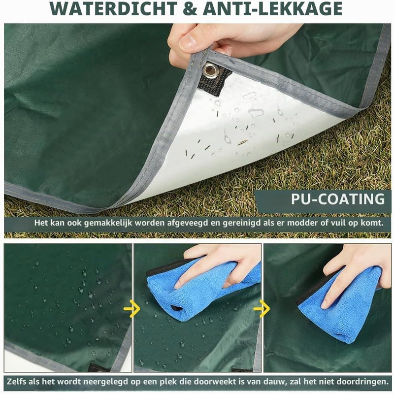 Carica l’immagine nel visualizzatore della galleria, Waterdicht tentzeil 3 x 3 meter van 210D polyester met 8 haringen en scheerlijnen – kampeertarp – hangmatbescherming - happygetfit.com

