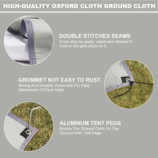 Waterdicht tentzeil 3 x 3 meter van 210D polyester met 8 haringen en scheerlijnen – kampeertarp – hangmatbescherming - happygetfit.com
