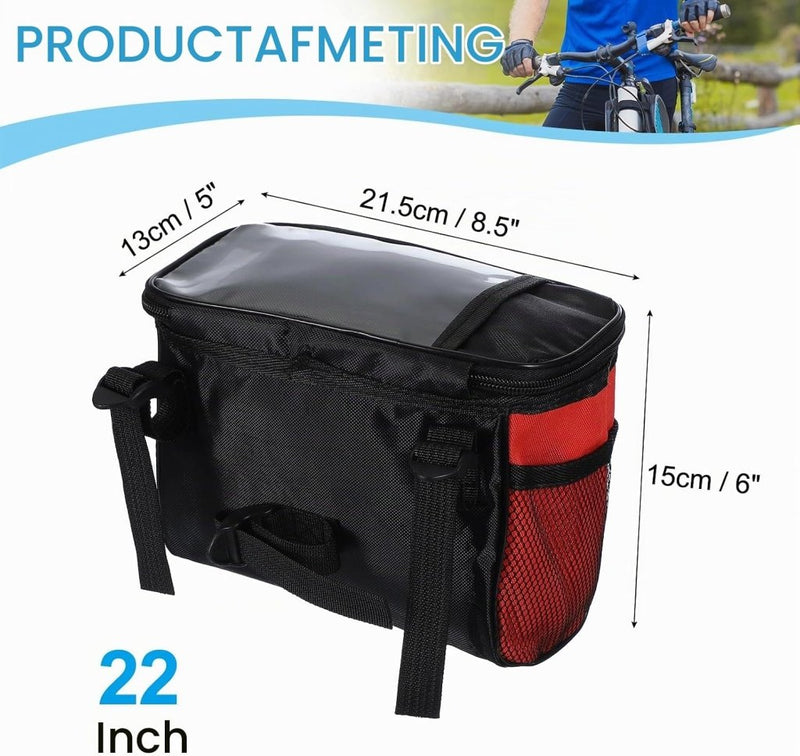 Load image into Gallery viewer, Waterdichte fietsstuurtas 21,5x13x15 cm - Fietstas frame &amp; stuur met reflectie - Fietsmand &amp; schoudertas mountainbike - happygetfit.com

