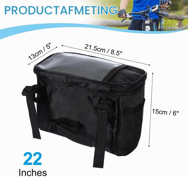 Load image into Gallery viewer, Waterdichte fietsstuurtas 21,5x13x15 cm - Fietstas frame &amp; stuur met reflectie - Fietsmand &amp; schoudertas mountainbike - happygetfit.com
