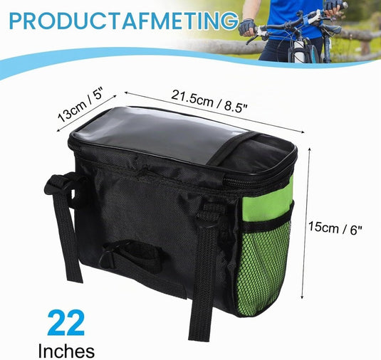 Waterdichte fietsstuurtas 21,5x13x15 cm - Fietstas frame & stuur met reflectie - Fietsmand & schoudertas mountainbike - happygetfit.com
