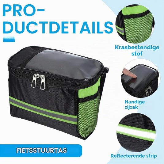 Waterdichte fietsstuurtas 21,5x13x15 cm - Fietstas frame & stuur met reflectie - Fietsmand & schoudertas mountainbike - happygetfit.com