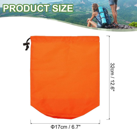 Waterdichte opbergzak 11 x 20 cm met trekkoord oranje – stuff sack – camping accessoires - happygetfit.com
