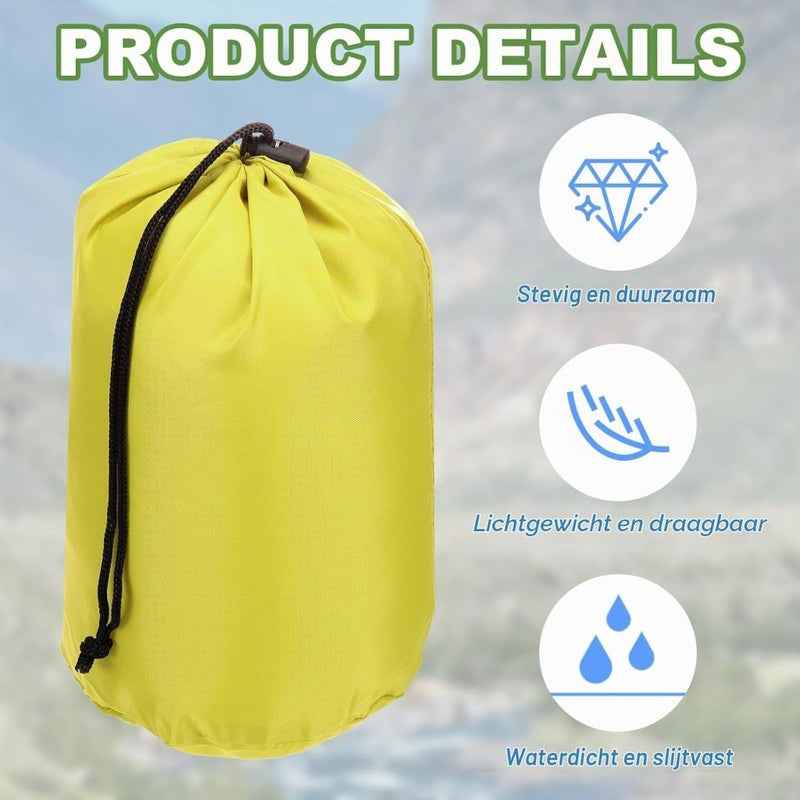 Laden Sie das Bild in Galerie -Viewer, Waterdichte opbergzak 34,5 x 67 cm met trekkoord donkergroen – stuff sack – camping accessoires - happygetfit.com
