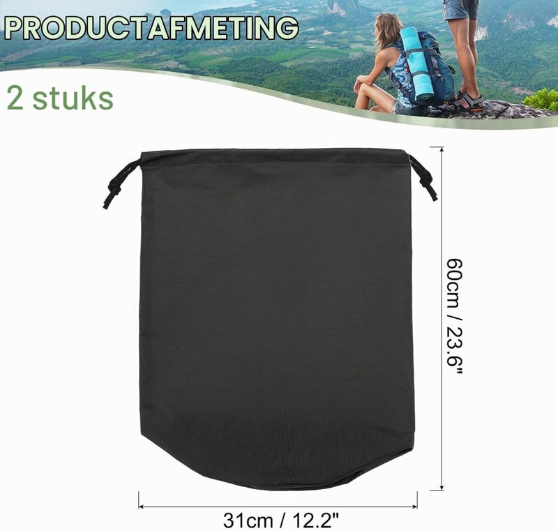 Carica l’immagine nel visualizzatore della galleria, Waterdichte opbergzakken 2 stuks 13 x 25 cm met trekkoord donkergrijs – stuff sacks – camping accessoires - happygetfit.com
