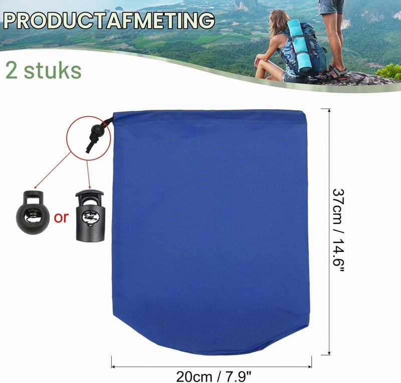 Carica l’immagine nel visualizzatore della galleria, Waterdichte opbergzakken 2 stuks 13 x 25 cm met trekkoord donkergrijs – stuff sacks – camping accessoires - happygetfit.com
