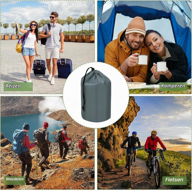 Carica l’immagine nel visualizzatore della galleria, Waterdichte opbergzakken 2 stuks 13 x 25 cm met trekkoord donkergrijs – stuff sacks – camping accessoires - happygetfit.com
