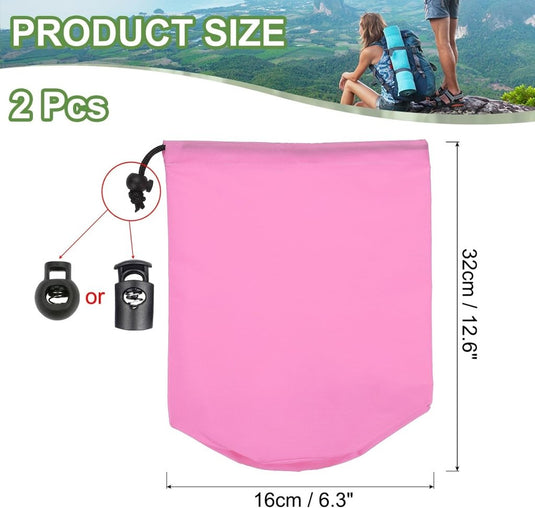 Waterdichte opbergzakken 2 stuks 13 x 25 cm met trekkoord donkergrijs – stuff sacks – camping accessoires - happygetfit.com