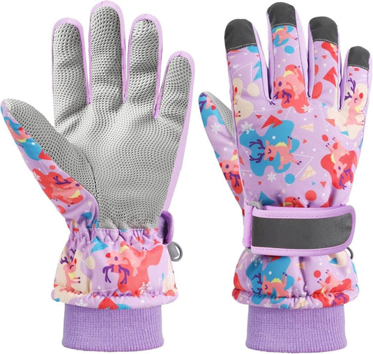 Waterdichte skihandschoenen voor kinderen 4-6 jaar violet - happygetfit.com