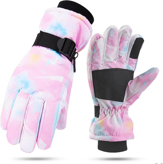 Waterdichte skihandschoenen voor kinderen 5-9 jaar roze - happygetfit.com