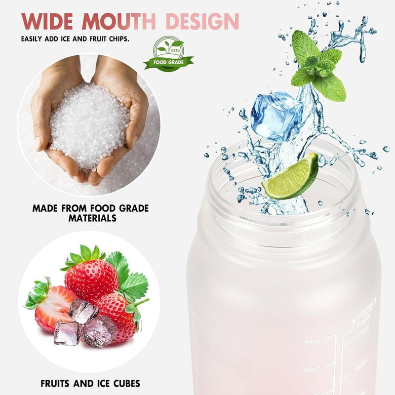 Chargez l'image dans la visionneuse de la galerie, Waterfles 2 liter met rietje en lekvrije dop van BPA-vrij kunststof – sportdrinkfles – fitnessaccessoires - happygetfit.com
