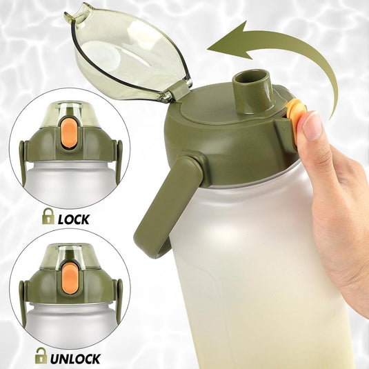 Waterfles 2 liter met rietje en lekvrije dop van BPA-vrij kunststof – sportdrinkfles – fitnessaccessoires - happygetfit.com